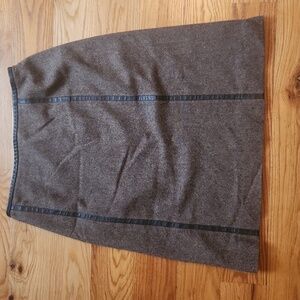 Vintage Pendleton Brown Wool Pencil Skirt with Leather Trim Detail